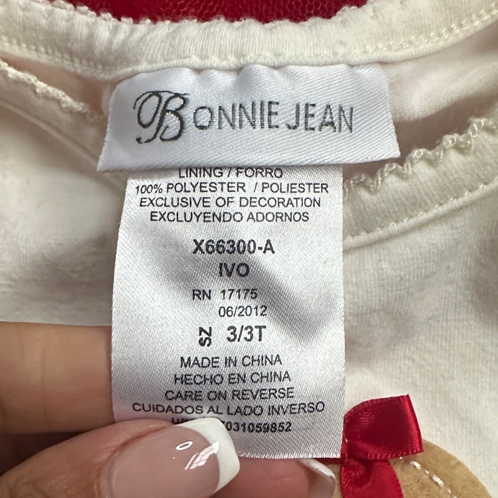 Bonnie Jean Red and White Gingerbread Tutu Dress Top with Polka Dot Leggings - Picture 8 of 11